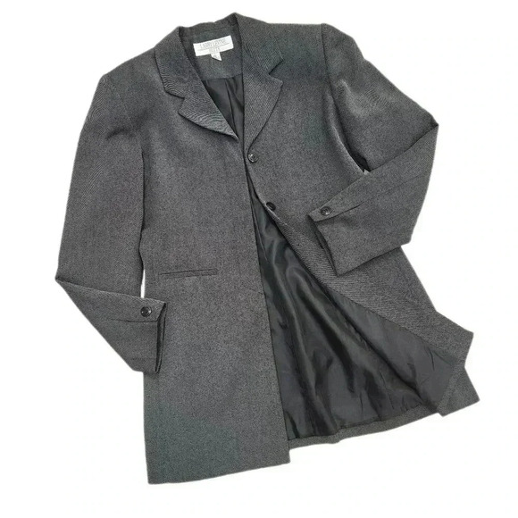 VINTAGE LARRY LEVINE Mid Length BLAZER, Black/Gray, Women's 8 - Picture 1 of 8